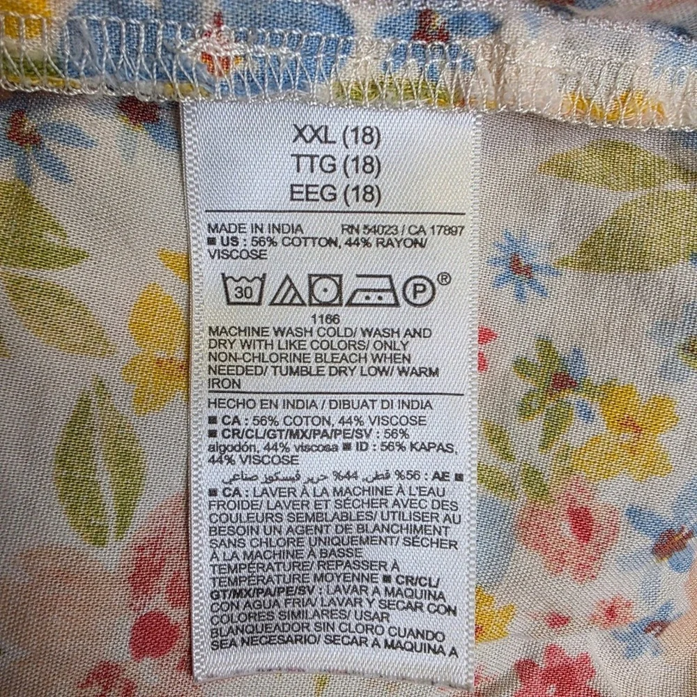 Old Navy Girls XXL 18 Cream Floral Sleeveless Ruffle Tiered Midi Dress 878388-01